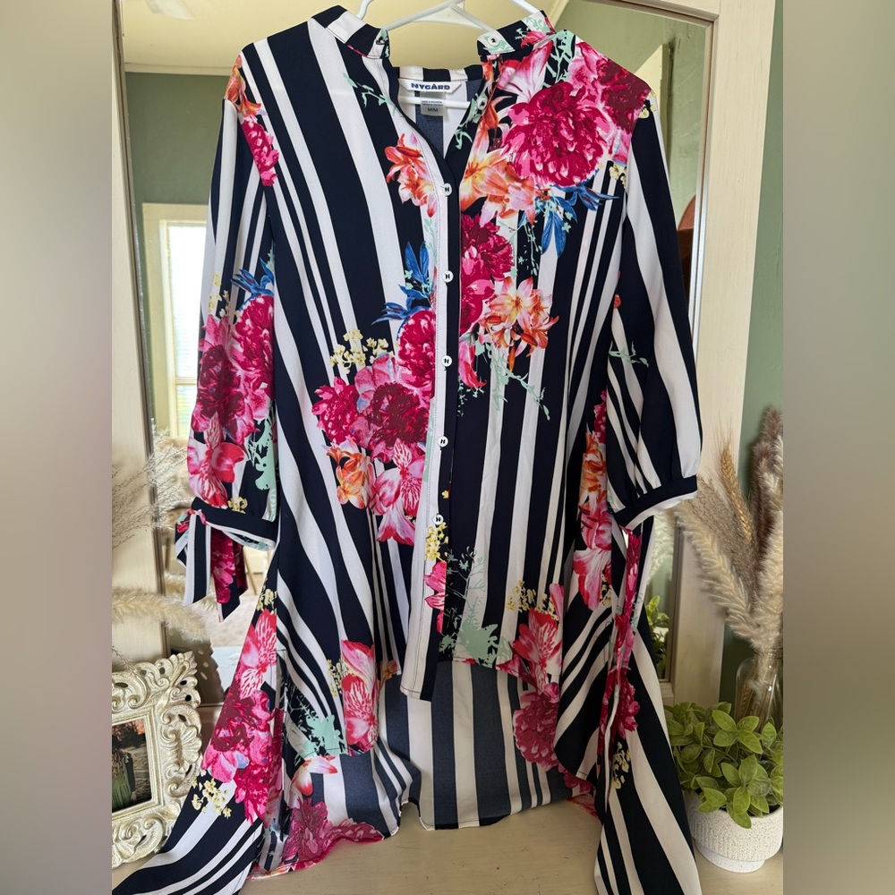 Peter Nygard Floral and Stripe Blouse